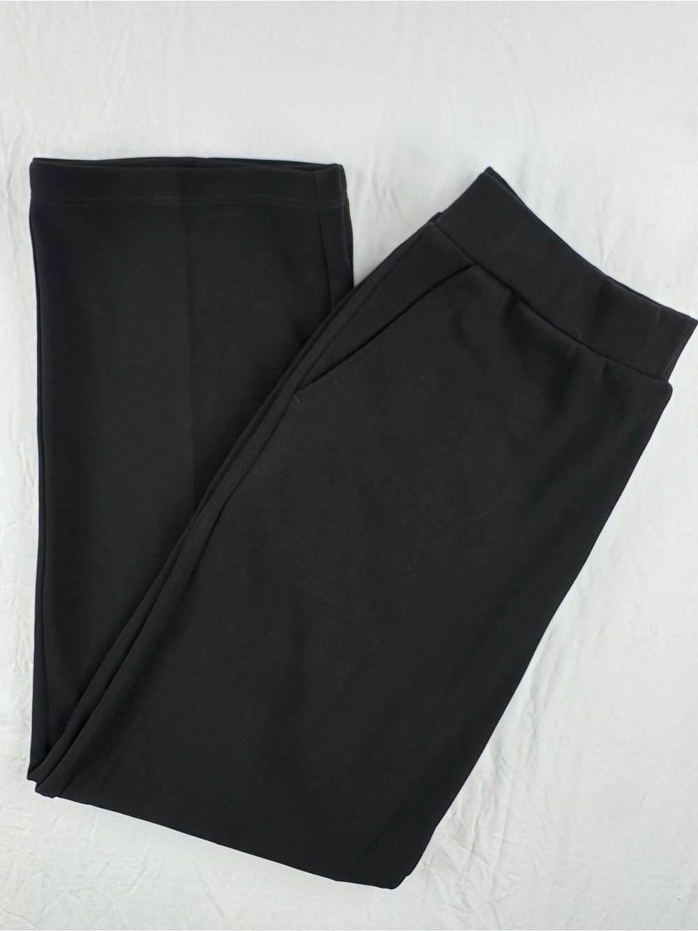 Susan Graver Pull On Elastic Waist Black Straight Leg Pants - Picture 4 of 7